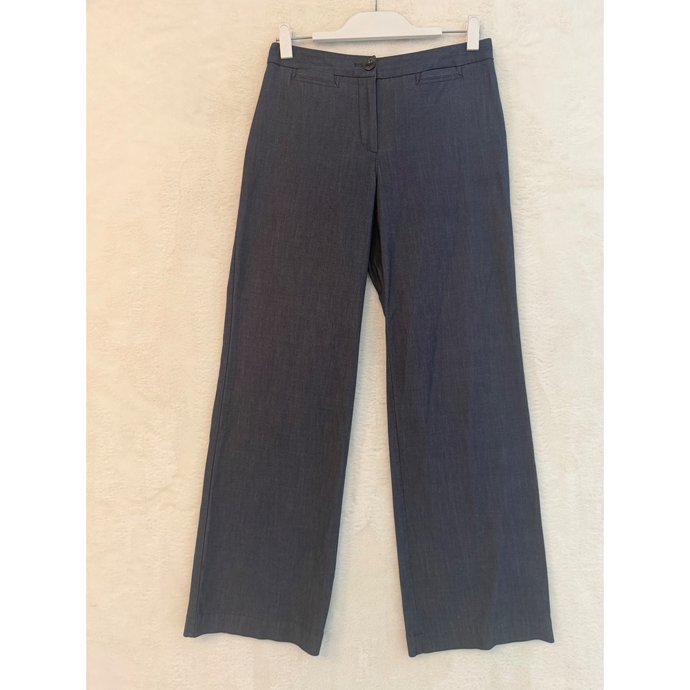J. Jill Stretch Wide‎ Leg Trousers Navy Blue Denim Look Pants Size 4 91152032